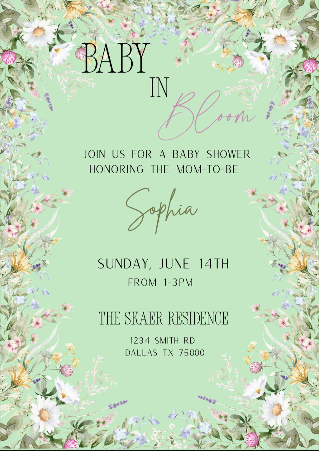 Baby In Bloom invitation