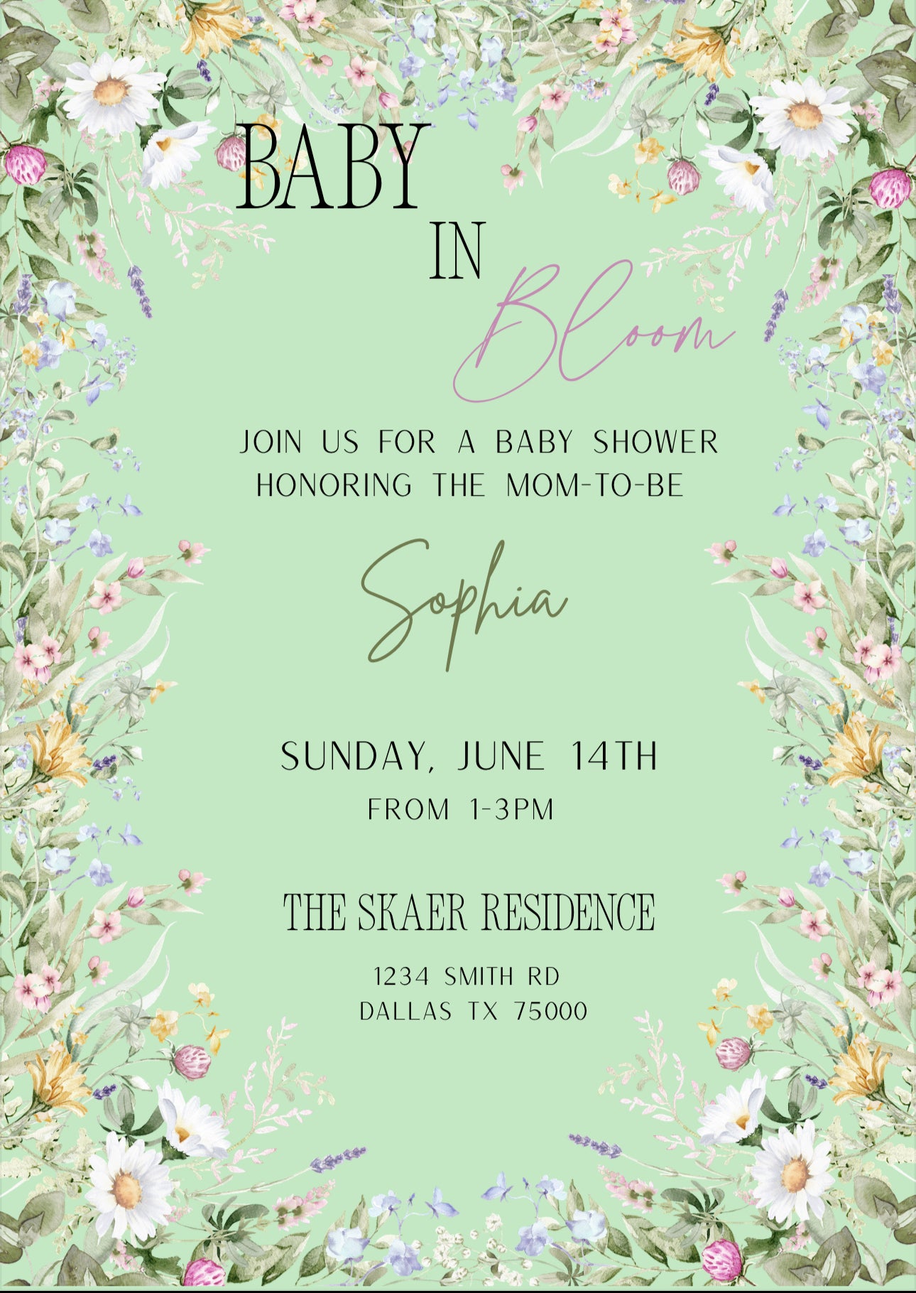 Baby In Bloom invitation